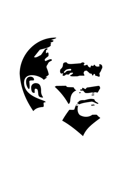 Mustafa Kemal Atatürk Silüet Sticker 17x17 Cm mavi