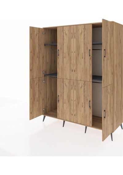 Kronos Gardrop 4 Raflı 8 Kapaklı 4 Askılı 176x59x221 Çam-çam/antrasit Çam/antrasit Kronos Gardrop 4 Raflı 8 Kapaklı 4 Askılı 176x59x221 Çam-çam/antrasit Çam/antrasit