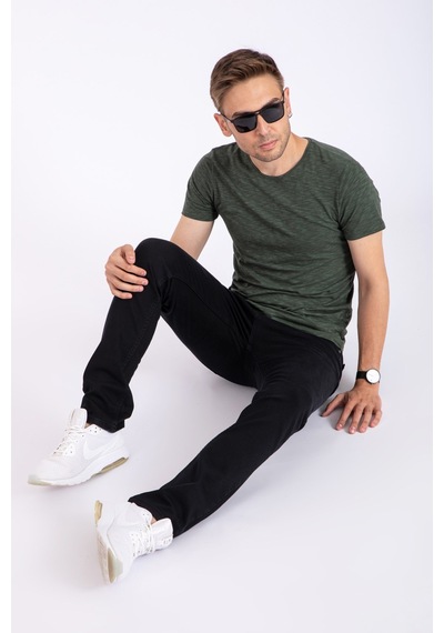 Erkek Denim Siyah Slim Fit  Likralı Dar Kot Jean Pantolon 2130-Siyah
