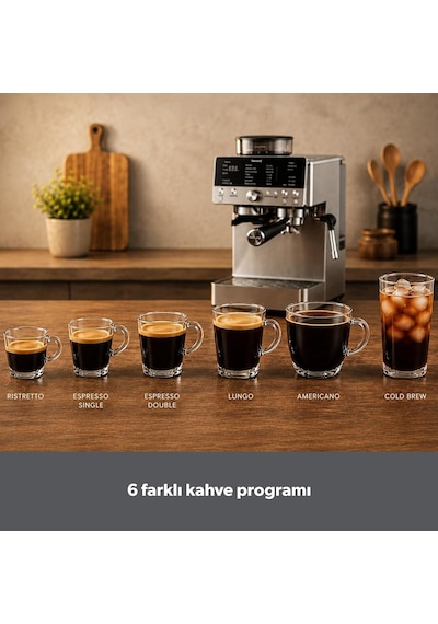 Latteprimo Barista Tipi Çekirdek Öğütücülü Espresso Makinesi, 20 Sıcak Ve Soğuk İçecek Çok Renkli