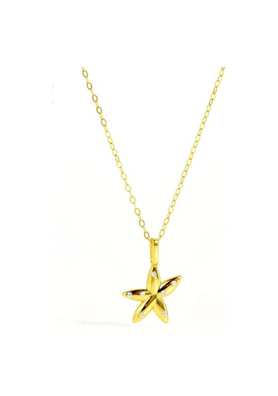 Seastar Işıltılı Yıldız Minimal Kadın Gümüş Kolye Altın
