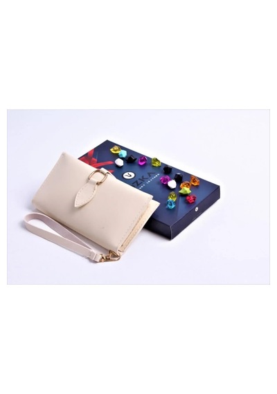 Ozka Leather Collection Damla Klipsli Kadın Cüzdan - Anahtarlık Hediyeli krem