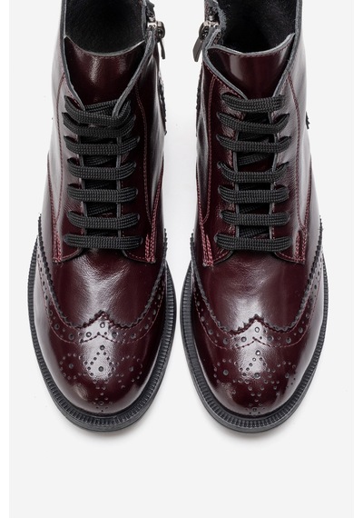 Luvishoes Nelvy Bordo Rugan Hakiki Deri Kadın Bot Bordo