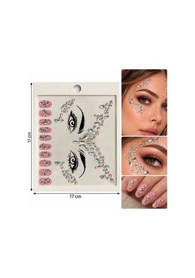Silver İnce Model Yapışkanlı Yüz Taşı Face Gems Taşlı Yüz Ve Vücut Süsü