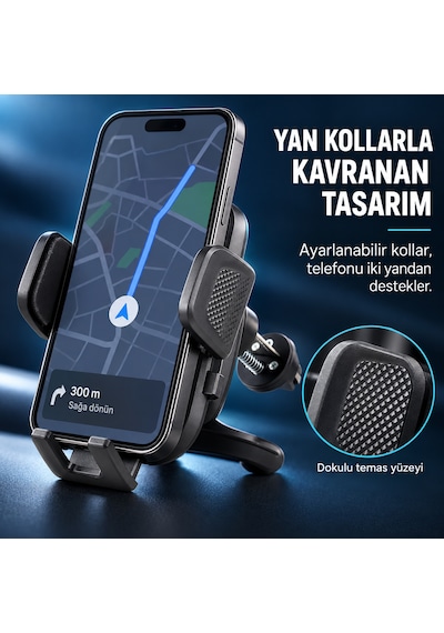 Dexxony Hp-a14 Mandallı Araç İçi Havalandırma Telefon Tutucu, Ayarlanabilir Abs Plastik Siyah