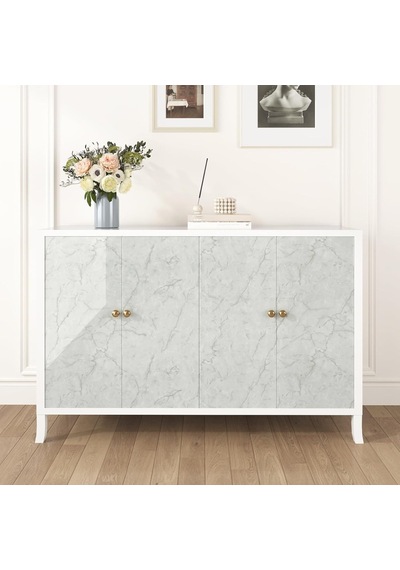 Hotdecor Mobilya Folyosu, Kendinden Yapışkanlı, Yıkanabilir Duvar Kağıdı, Mutfak, Gri Beyaz, Mermer Folyo, Tezgah