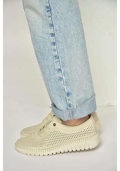 Fox Shoes Y555705103 Bej Hakiki Deri Comfort Ortopedik Taban Kadın Ayakkabı Bej