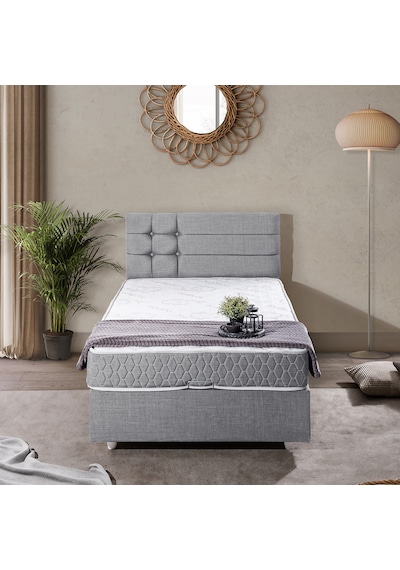 Viyana Tek Kişilik Baza Başlık Comfort Yatak Seti Açık Gri 100 x 200