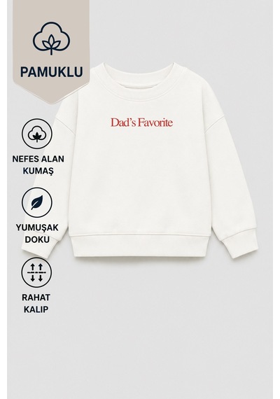 Monila Unisex Çocuk 3 İplik Kumaş Slogan Baskılı Sweatshirt Kırmızı
