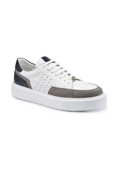 Beyaz Erkek Sneaker -31223--süet Trufel - Eos Beyaz - Antik Lacivert 204 Çok Renkli