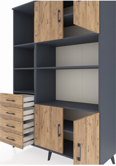 Hyperion Dolap 8 Raflı 4 Çekmeceli 4 Kapaklı 132x44x195 Antrasit-çam/çam Atlas Çam/atlas Çam - Antrasıt Hyperion Dolap 8 Raflı 4 Çekmeceli 4 Kapaklı 132x44x195 Antrasit-çam/çam Atlas Çam/atlas Çam - Antrasıt