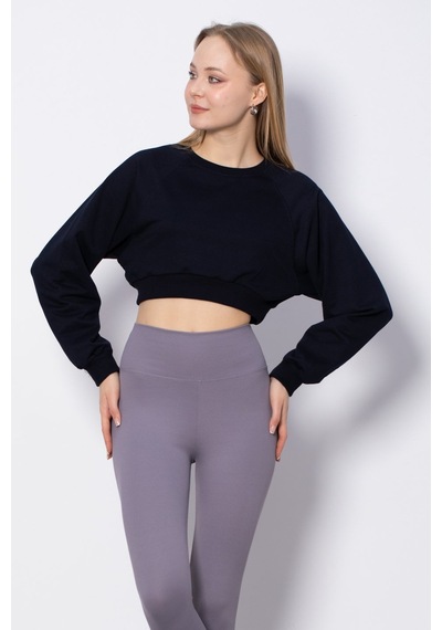 Barrels And Oil Bisiklet Yaka Kısa Sweatshirt - Lacivert-Lacivert