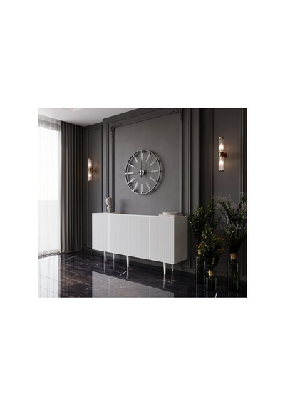 Enwood Capella Beyaz Mdf 4 Kapaklı Raflı 140 Lık Konsol Beyaz 140 X 80 Diğer