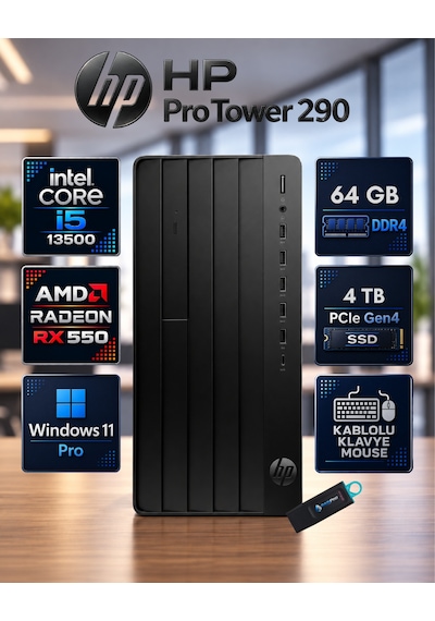 HP Pro Tower 290 G9 623Y0ETRNP44 i5-13500 64 GB 4 TB SSD W11P Masaüstü Bilgisayar