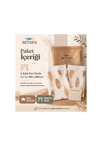 2 Adet 140x260 Cm Ölçüsünde Şık Dekoratif Fon Perde Koleksiyon Siyah