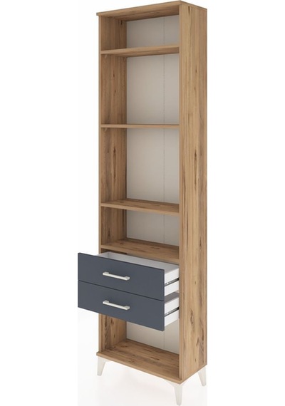 Arges Dolap 4 Raflı 2 Çekmeceli 60x30x221 Çam-antrasit Atlas Çam