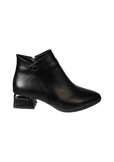 Yazkış Ayakkabı Yazkış Kadın Siyah Kahverengi Cilt 4cm Kalın Topuklu Bilekten Bot Siyah