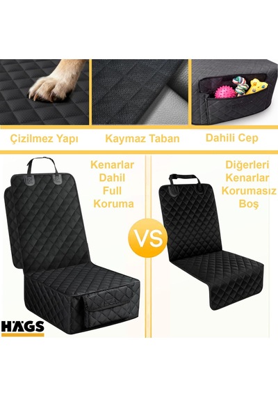 Tr Evcil Hayvan Oto Ön Koltuk Kılıfı - Araç Köpek Koltuk Koruma Örtüsü, Oto Koruyucu Kılıf, Siyah