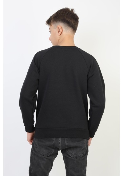Baskılı Erkek Çocuk Sweatshirt-90879 Siyah
