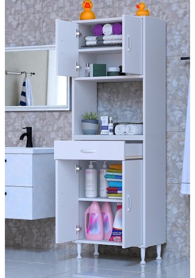 Eliusta Nordi 4 Kapak 2 Raflı Beyaz Dolap 60x173x32,5 Cm Çekmeceli Çok Amaçlı Banyo/mutfak Dolabı Beyaz Eliusta Nordi 4 Kapak 2 Raflı Beyaz Dolap 60x173x32,5 Cm Çekmeceli Çok Amaçlı Banyo/mutfak Dolabı Beyaz