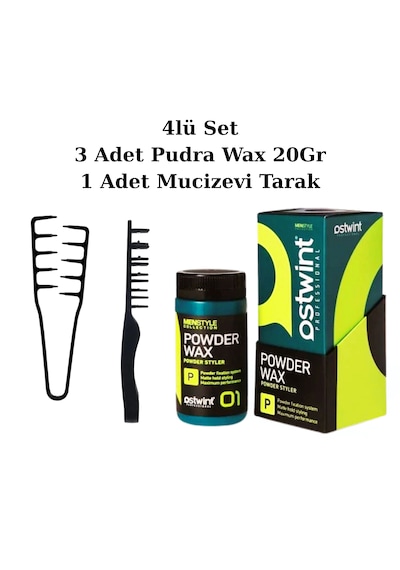 Ostwint Profesyonel Saç Şekillendirici Pudra Wax 20gr Yeşil X3 Adet & Mucizevi Tarak
