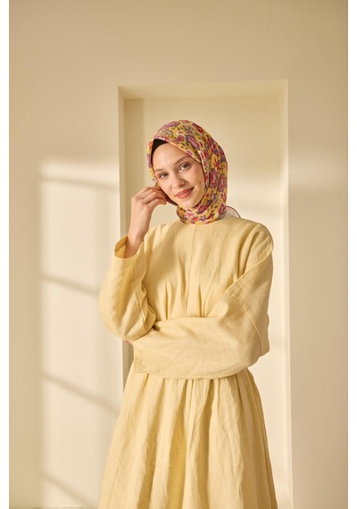 Silk Home Soft Eşarp 73090-24 Sarı, Pembe, Füme, Nar Çiçeği, Taş