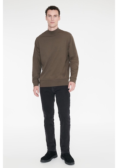 Ac&Co / Altınyıldız Classics Erkek Hakı Pamuklu Standart Fit Normal Kesim Yarım Balıkçı Yaka Sweatshirt Haki