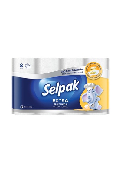 4 Adet Selpak 3 Katlı Yağ Emici Kağıt Havlu 8'li