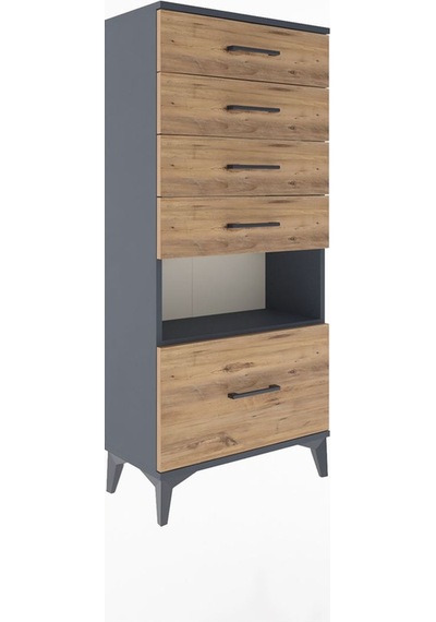 Arges Dolap Tek Raflı 5 Çekmeceli 60x30x134 Antrasit-çam Antrasit Arges Dolap Tek Raflı 5 Çekmeceli 60x30x134 Antrasit-çam Antrasit