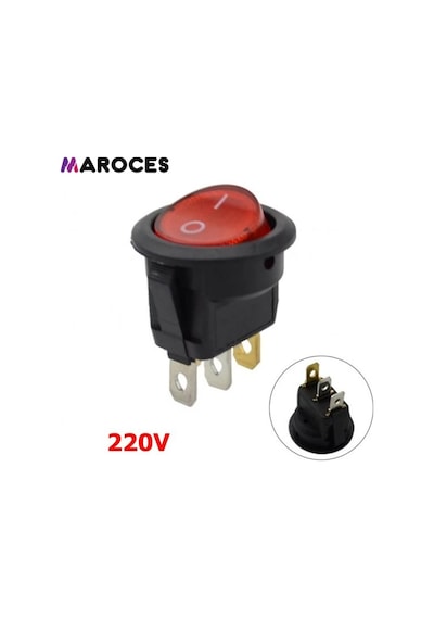 Mini (S) Yuvarlak Işıklı Anahtar On-Off 3P 1 Adet