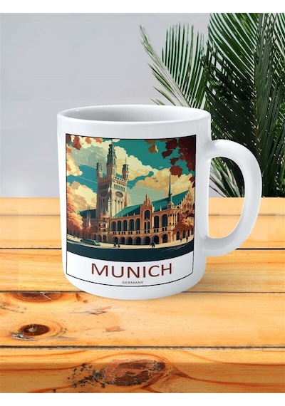 Munich Baskılı Kupa Bardak Kişiye Özel Desen Çok Renkli