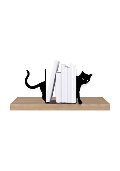 Hobi Demir Sanat Kedi Figürlü Dekoratif Metal Kitap Tutucu
