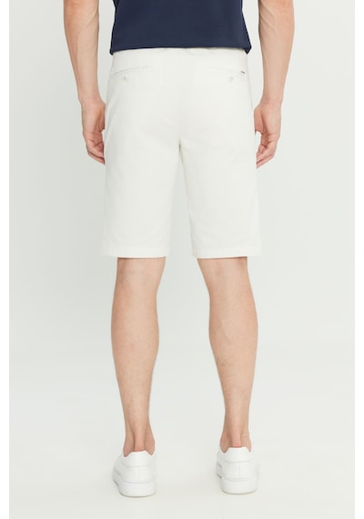 Erkek Beyaz Pamuklu Slim Fit Dar Kesim Beli Bağlamalı Yan Cepli Esnek Şort Beyaz
