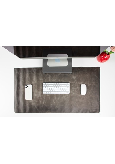 Atelier 91 Ash Gray Leather Desk Mat - Large Large Size