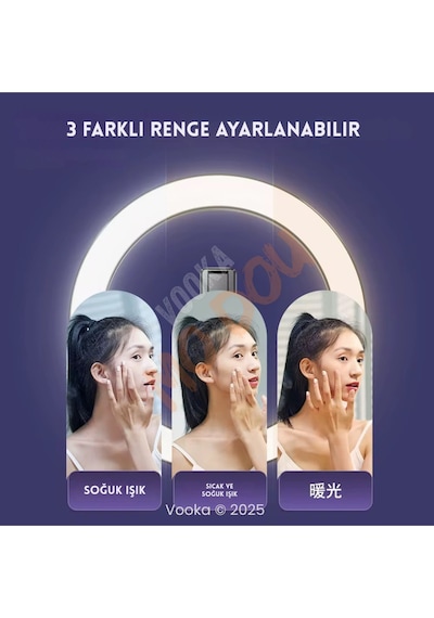 10"inç Ring Light Şarjlı Youtuber Tiktok Çekim Telefon Tutucu Influencer Makyaj Işığı Kumandalı