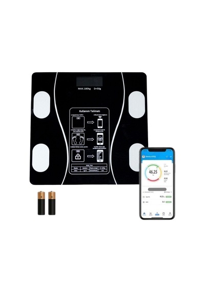 Dijital Baskül Yağ Ölçer Fonksiyonlu Akıllı Baskül Bluetooth Bağlantılı Tartı Çok Renkli