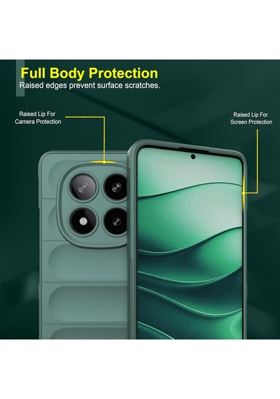 Xiaomi Redmi Note 15 Pro 4g Uyumlu Kılıf Esnek Tpu Oyuklu Arka Yüzey Tasarımlı Silikon Kapak Koyu Yeşil