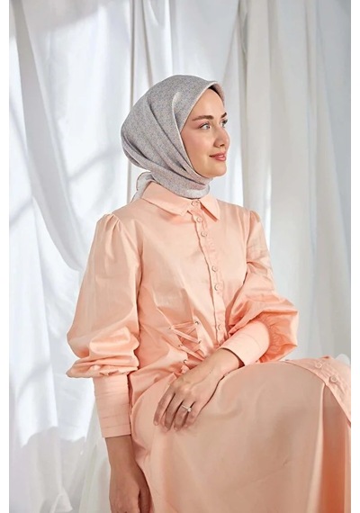 Silk Home %100 Twill İpek Eşarp S540 Somon-gri