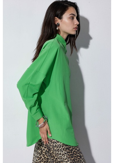 Hiccup Bdart Oversize Uzun Kollu Poplin Gömlek Yeşil 05