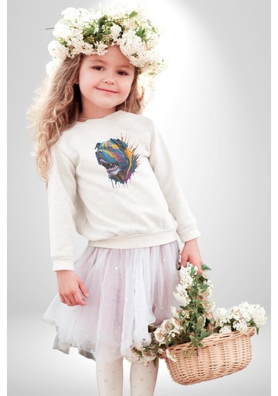 Köpek Saint Bernard Havlama Unisex Beyaz Baskılı Sweatshirt Beyaz