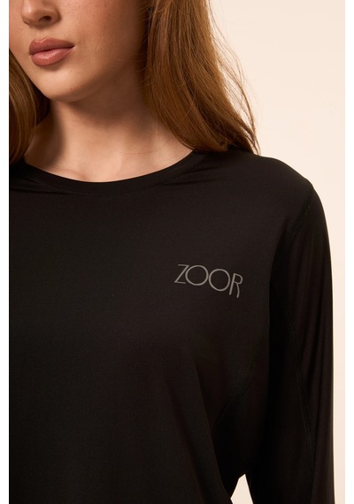 Zoor Kadın Uzun Kol Compression Fitness Gym Spor Body Tshirt Siyah