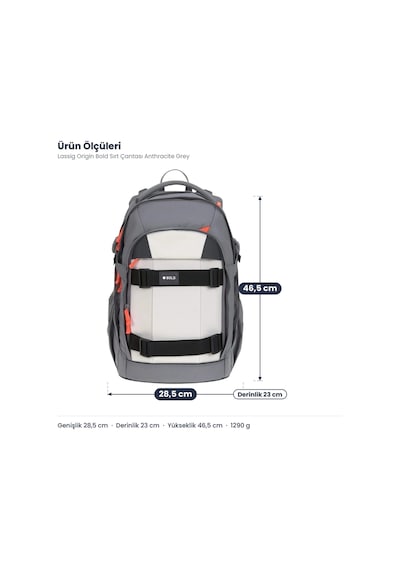 Lassig Origin Bold Sırt Çantası Anthracite Grey Çok Renkli