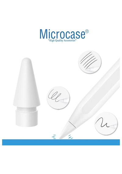 Microcase Apple Pencil 1-2 Nesil Pencil Usb-c Pro İle Uyumlu Yüksek Hassasiyetli Yedek Uç 4 Adet -al4762 Beyaz