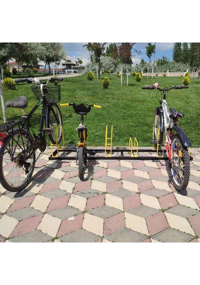 Bisiklet Park Demiri Bisiklet Park Yeri Metal Park Alanı 6 Lı Sarı - Siyah