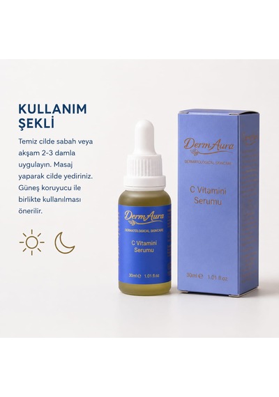 Dermaura C Vitamini Yüz Serumu 30ml Aydınlatıcı Leke Karşıtı Ve Nemlendirici Cilt Bakım Serumu