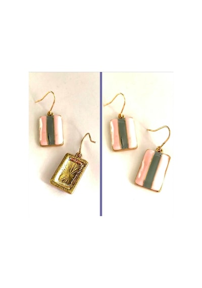 Omeniv Vintage Retro Stil Pembe Sedef Kaplama Küpe 41913517 Çok Renkli