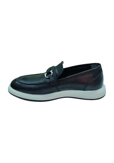Rego 1774 Erkek Siyah 40-44 Deri Tokalı Loafer Ayakkabı Siyah