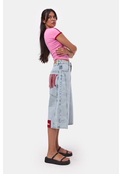 it's basic Kadın Ice 3s6-3 Mega Baggy Fit Paça Ve Cep Detaylı Özel Tasarım Denim Şort Ice Rengi