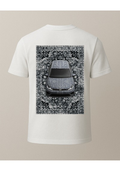 Etnik Golf Baskılı T-shirt Beyaz