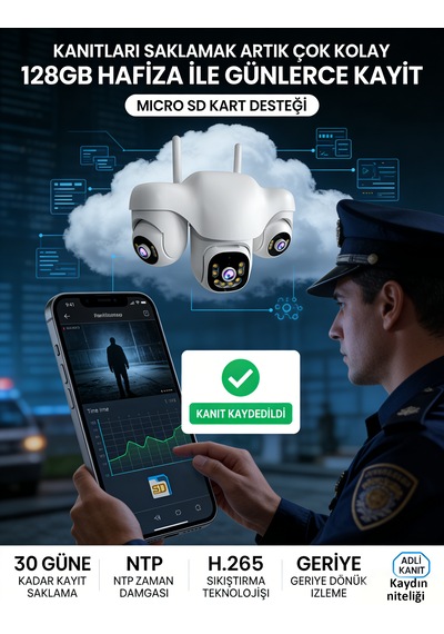 3 Kamerali 3 Ptz 3x6mp Wifi Lle Calisan Guvenlik Kamerasi Full Hd Ip66 360